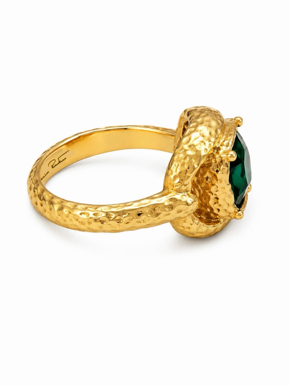 Oscar de la Renta Gold Ring with Deep Green Cushion Stone - Picture 2 of 10